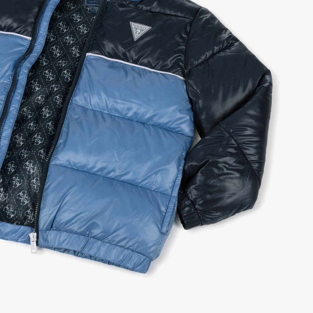 Guess-Boys Blue Zip-Up Puffer Jacket | Childrensalon