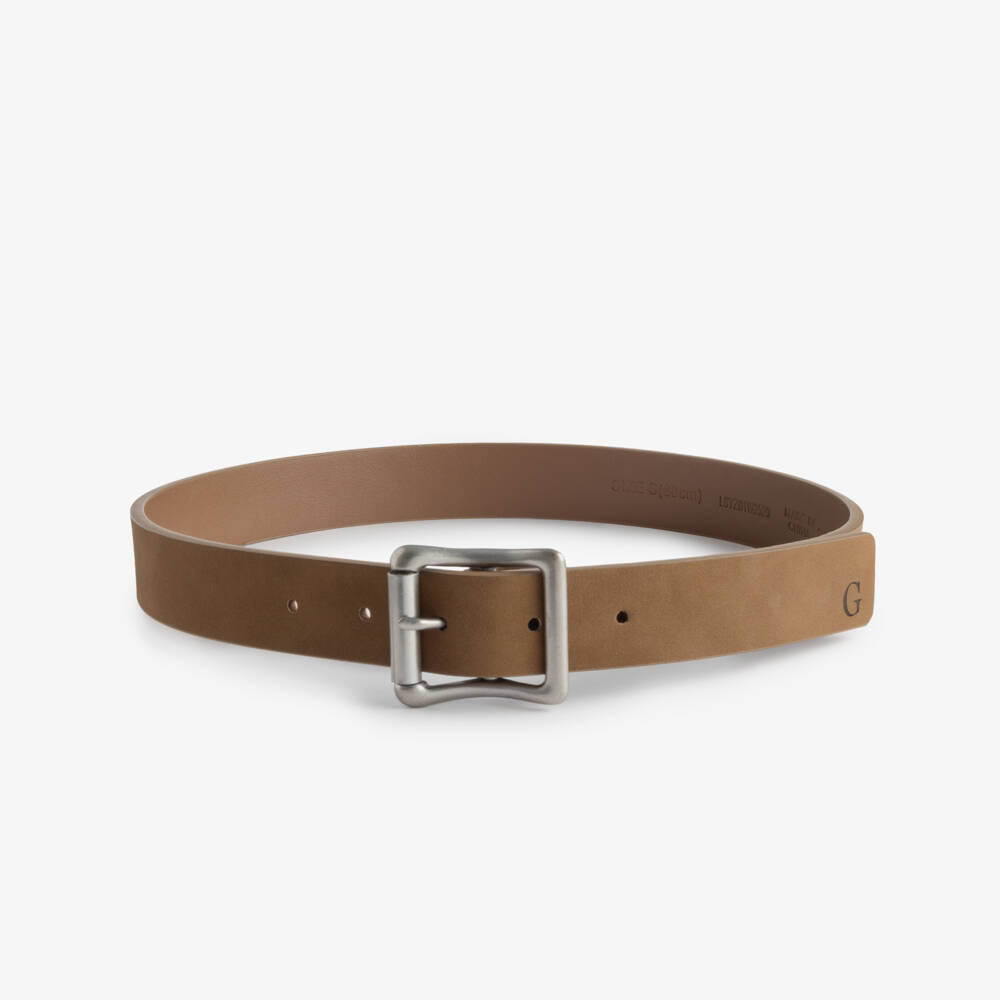 Guess-Boys Brown Faux Leather Belt with Logo Print | Childrensalon