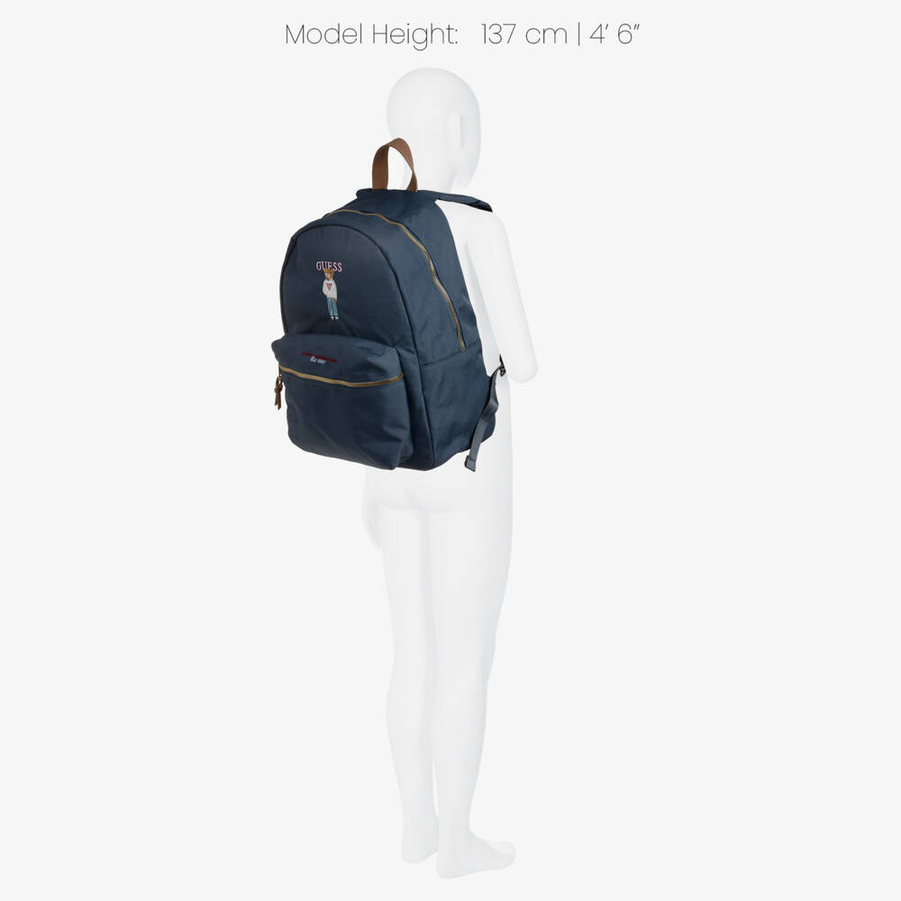 Guess-Boys Dark Blue Backpack with Varsity Bear (40cm) | Childrensalon