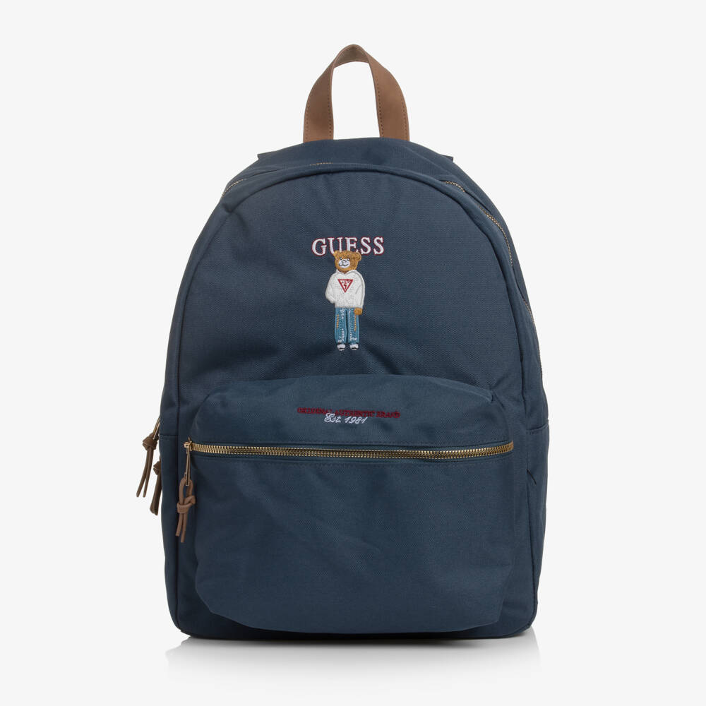 Guess-Boys Dark Blue Backpack with Varsity Bear (40cm) | Childrensalon