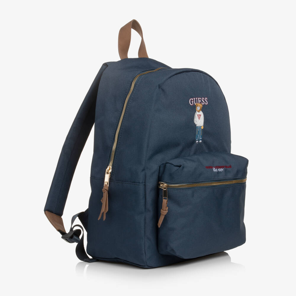 Guess-Boys Dark Blue Backpack with Varsity Bear (40cm) | Childrensalon