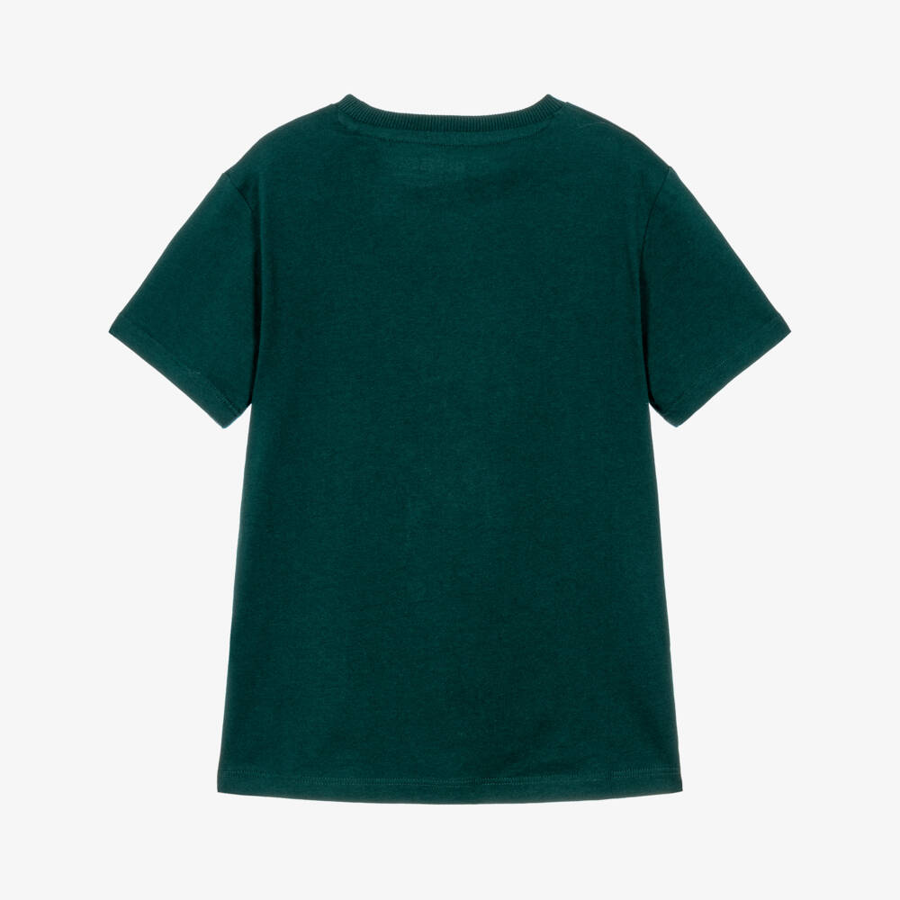 Guess-Boys Green Cotton Triangle Logo T-Shirt | Childrensalon