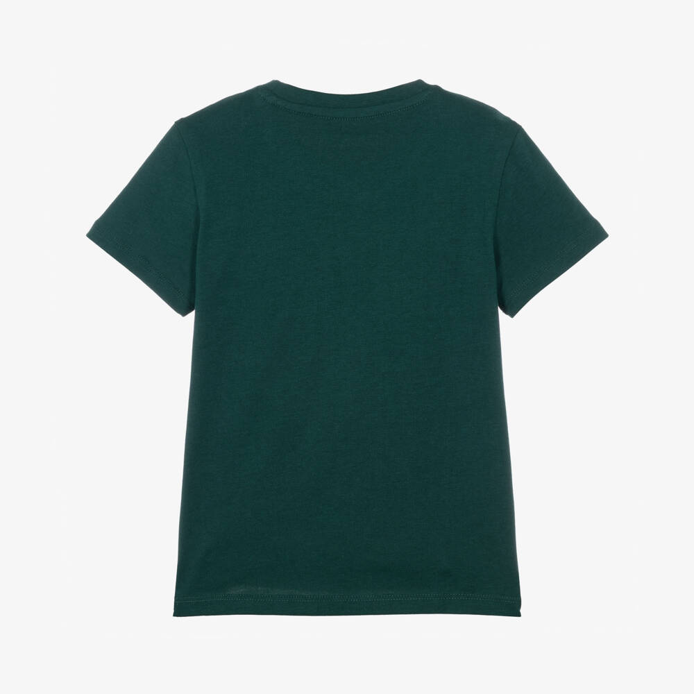 Guess-Boys Green Cotton Varsity Bear T-Shirt | Childrensalon