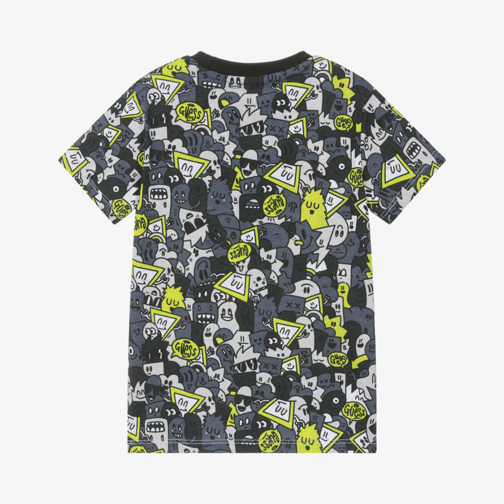 Guess-Boys Grey Cotton Monster Print T-Shirt | Childrensalon