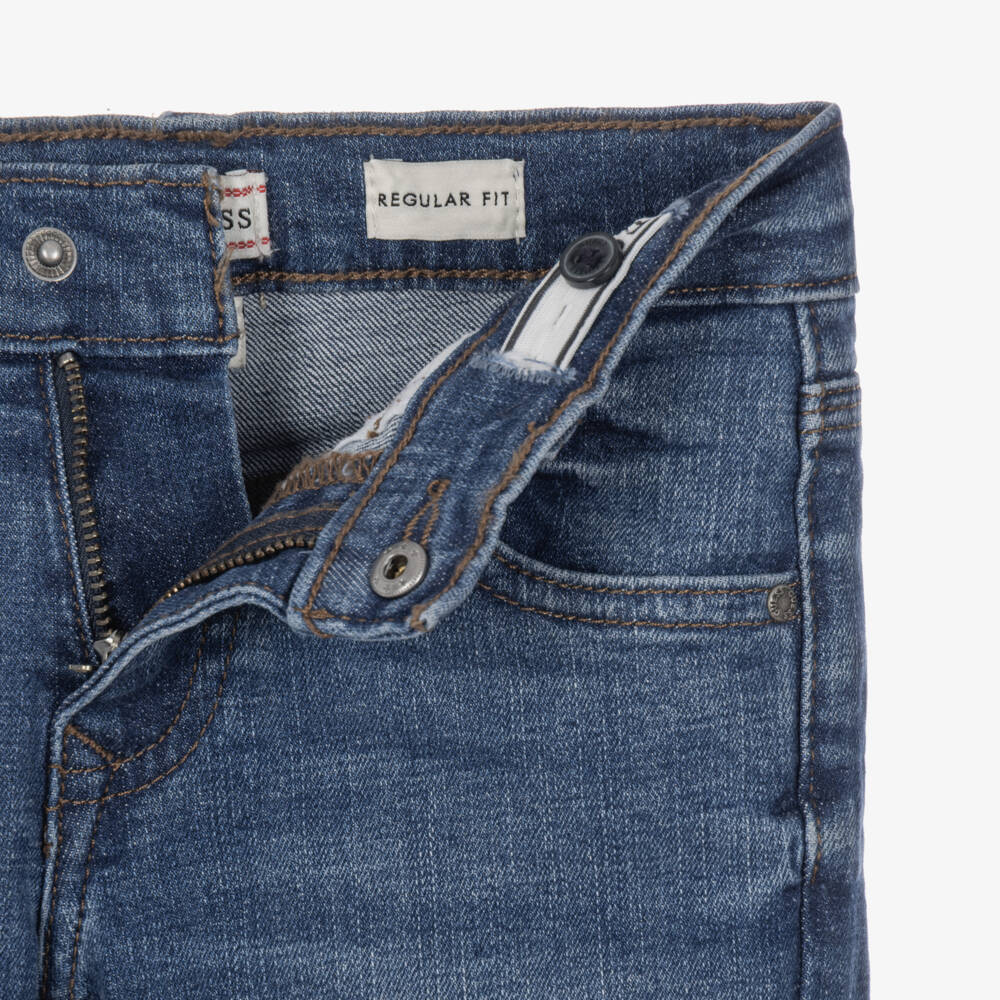 Guess-Boys Mid-Blue Denim Jeans with Regular Fit | Childrensalon
