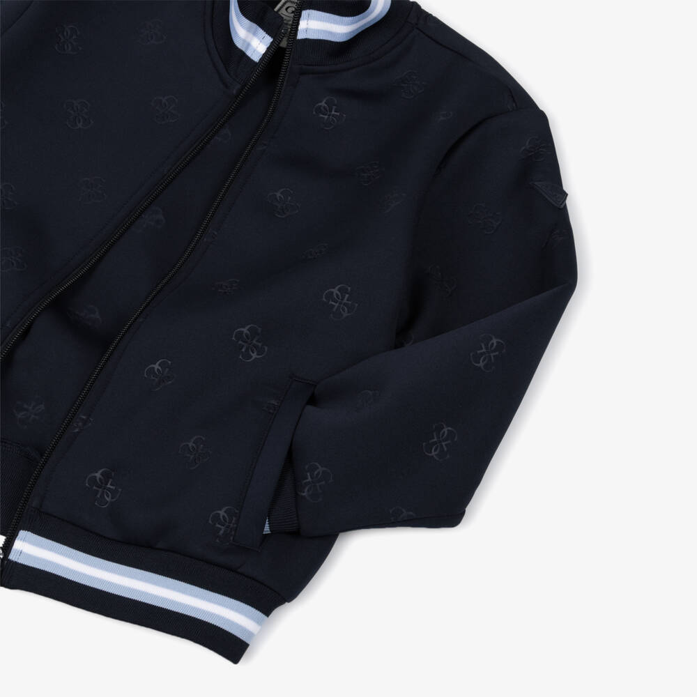 Guess-توب بسحاب قماش سكوبا لون كحلي للأولاد | Childrensalon