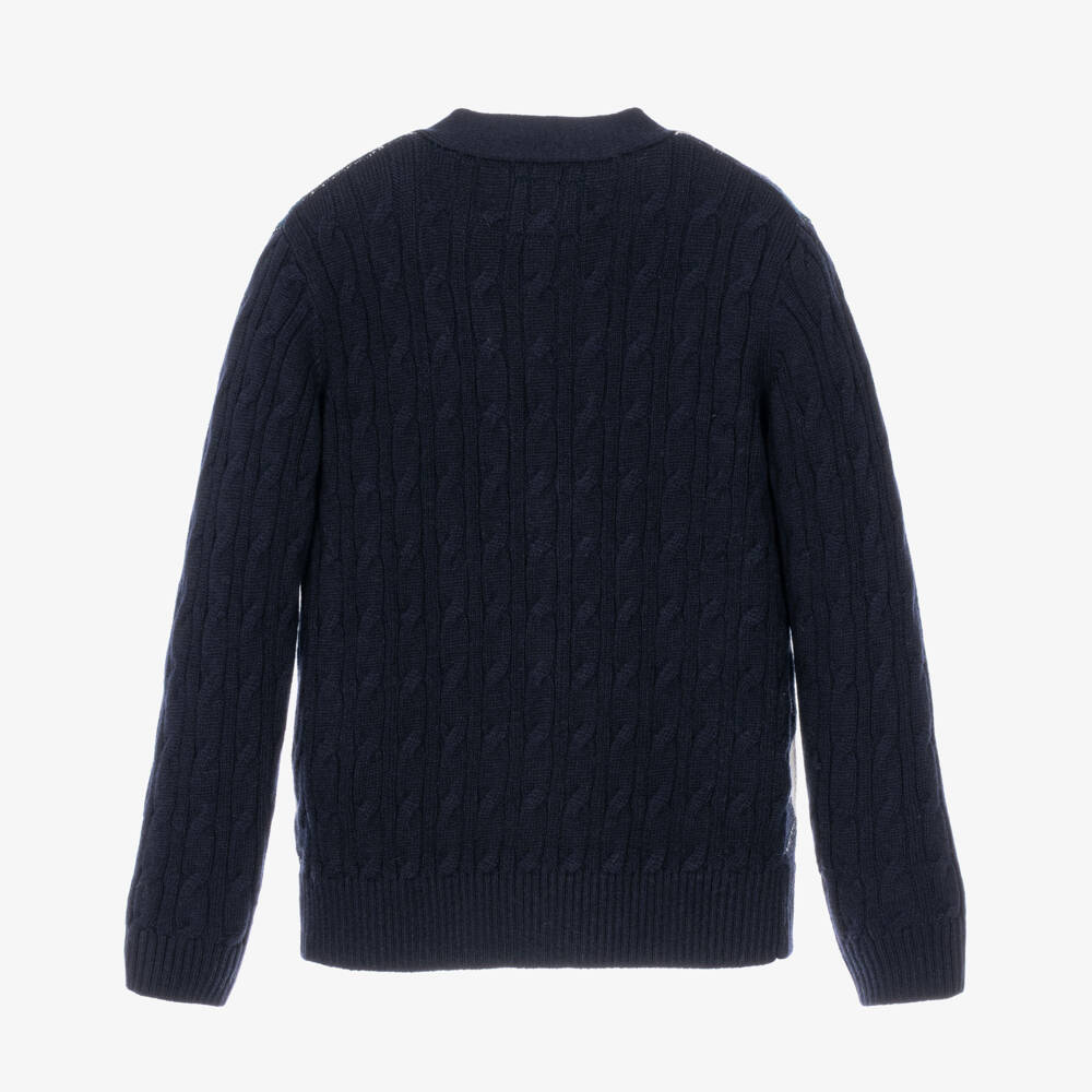 Guess-Boys Navy Blue Argyle Pattern Cardigan | Childrensalon