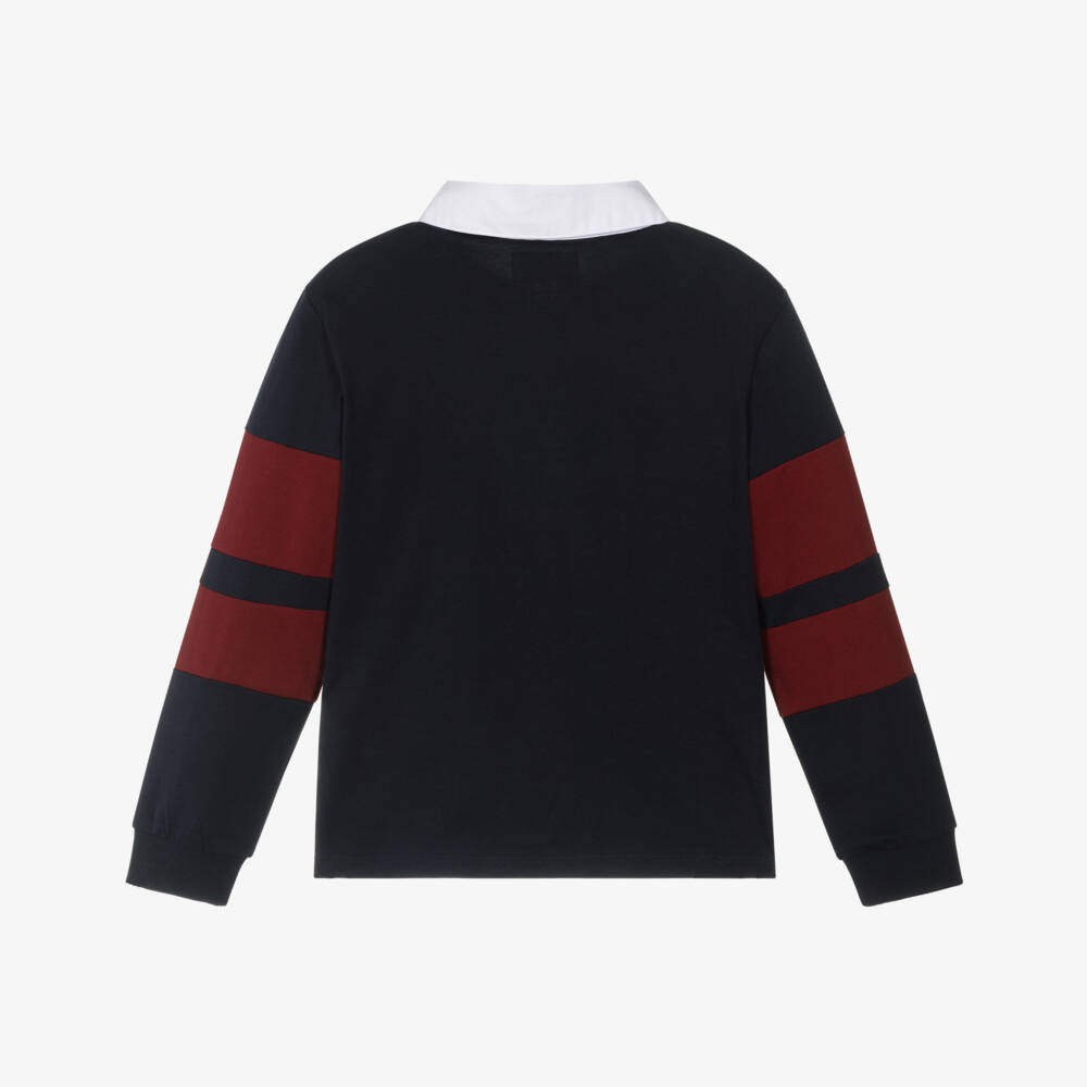 Guess-توب رغبي قطن لون كحلي وأحمر برغندي للأولاد | Childrensalon