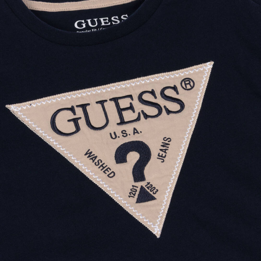 Guess-تيشيرت قطن لون كحلي للأولاد | Childrensalon