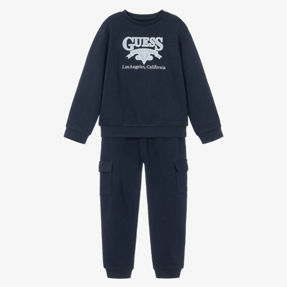 Guess-Boys Navy Blue Cotton Tracksuit  | Childrensalon
