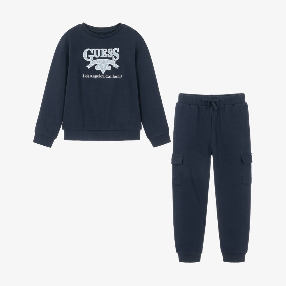 Guess-Boys Navy Blue Cotton Tracksuit | Childrensalon