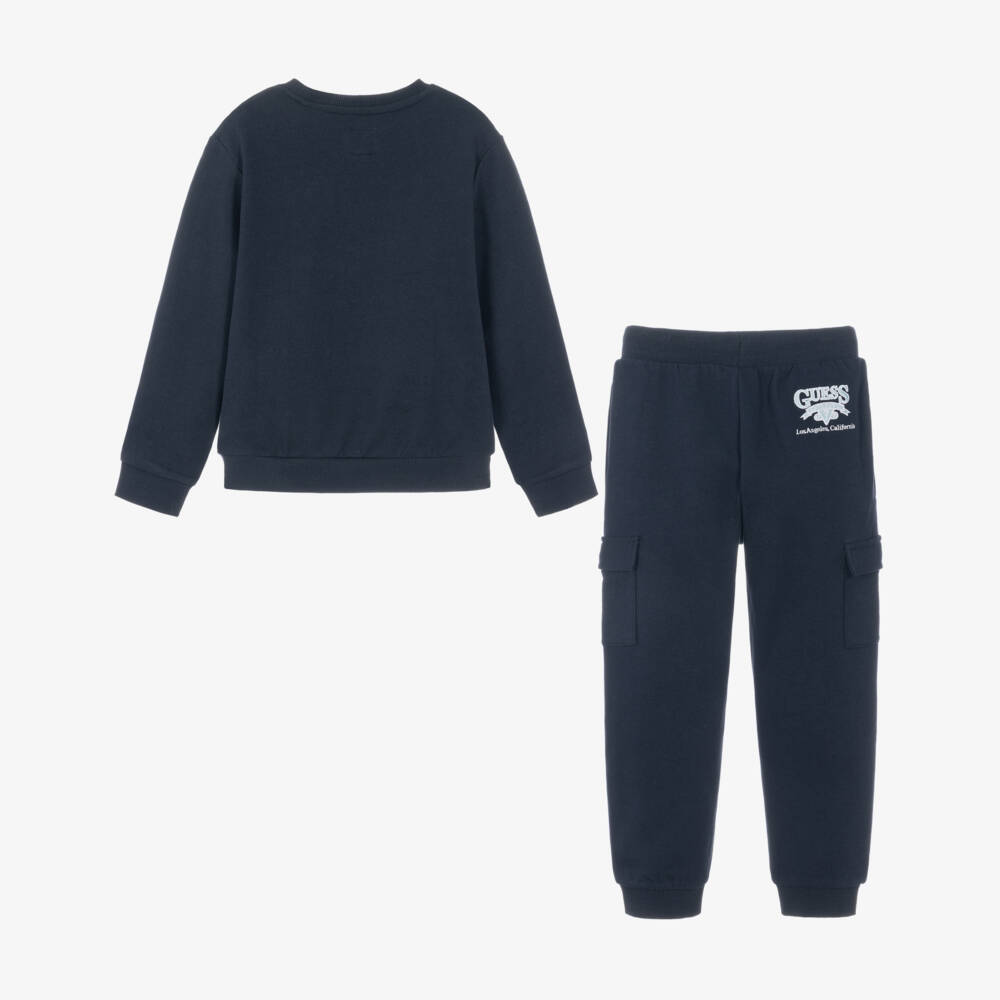 Guess-Boys Navy Blue Cotton Tracksuit | Childrensalon