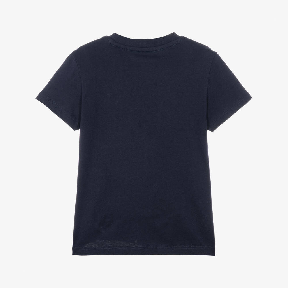 Guess-Boys Navy Blue Cotton Varsity Bear T-Shirt | Childrensalon