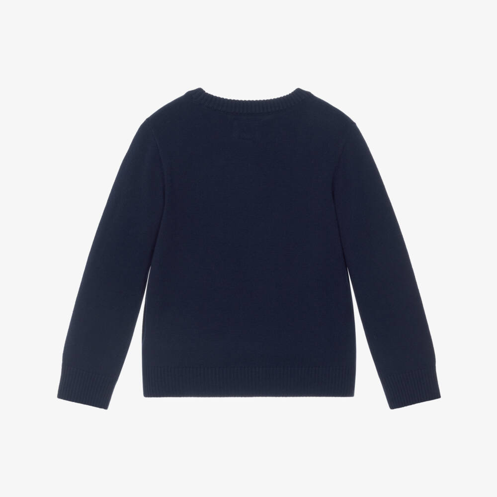 Guess-Boys Navy Blue Embroidered Logo Sweater | Childrensalon