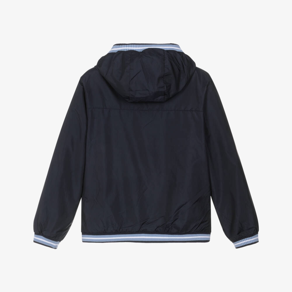 Guess-جاكيت واقي من الرياح بغطاء رأس لون كحلي للأولاد | Childrensalon