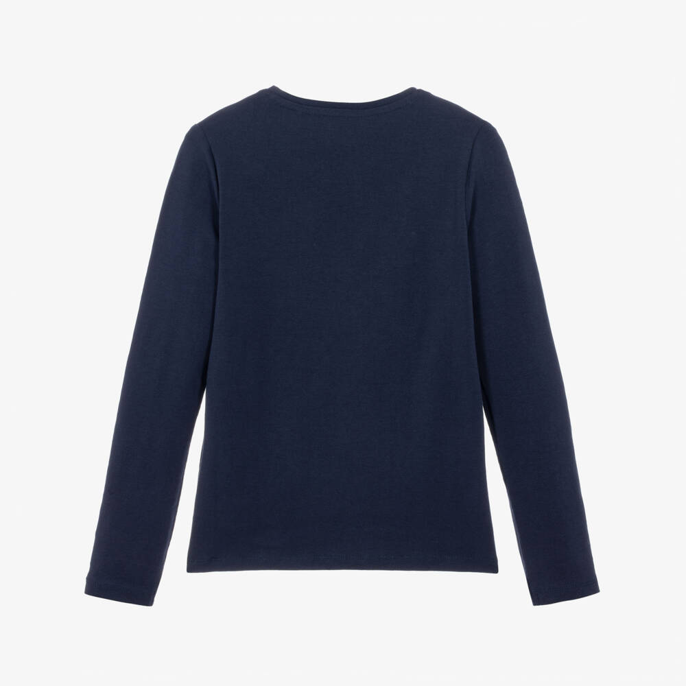 Guess-Boys Navy Blue Long Sleeve Top with Bear Motif | Childrensalon