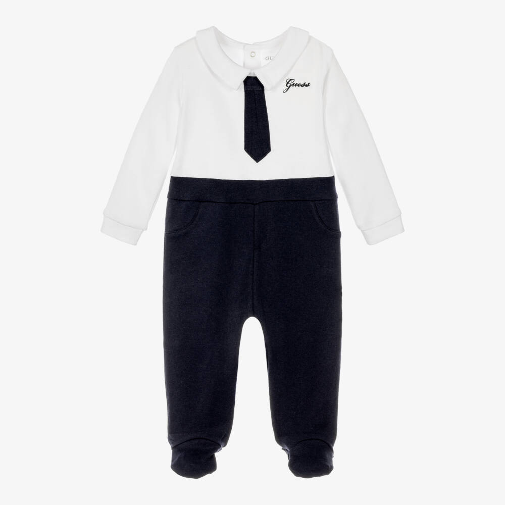 Guess-Boys Navy Blue & White Babgrow with Tie Design | Childrensalon