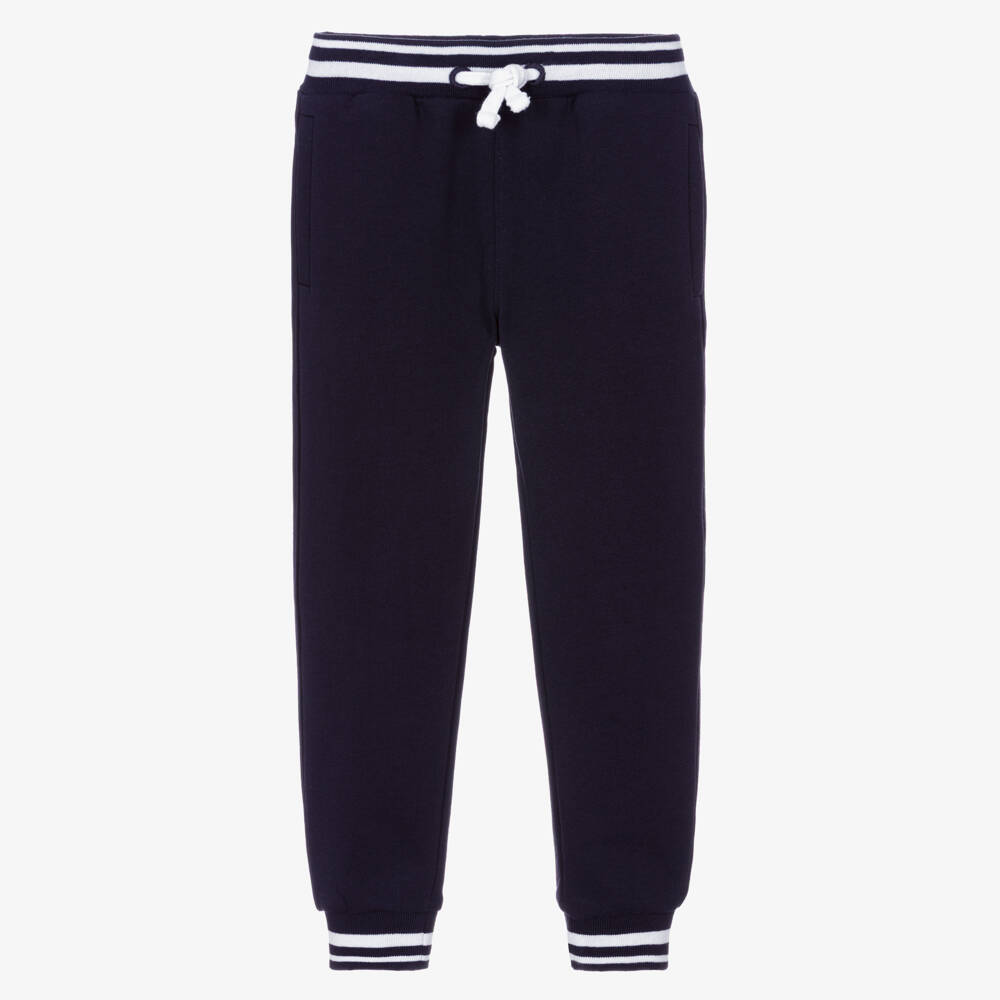Guess-Boys Navy Blue & White Logo Jersey Joggers | Childrensalon