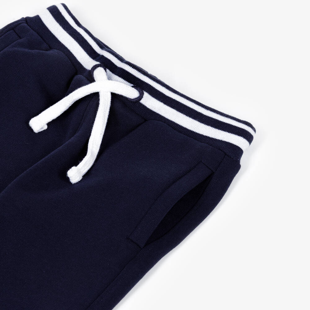 Guess-Boys Navy Blue & White Logo Jersey Joggers | Childrensalon