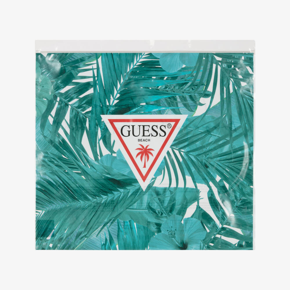 Guess-Boys Pink & Orange Logo Print Swim Shorts | Childrensalon