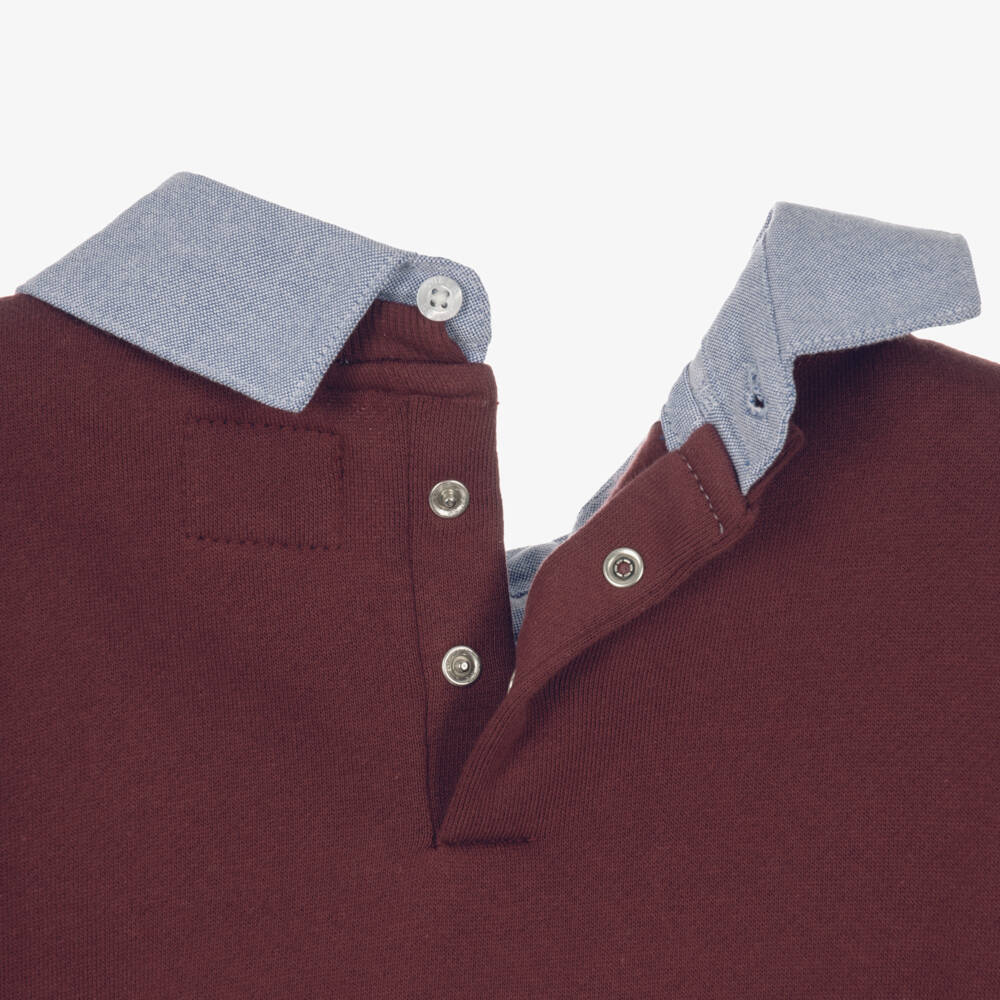 Guess-Boys Red Teddy Bear Sweatshirt & Dark Blue Jeans Set | Childrensalon