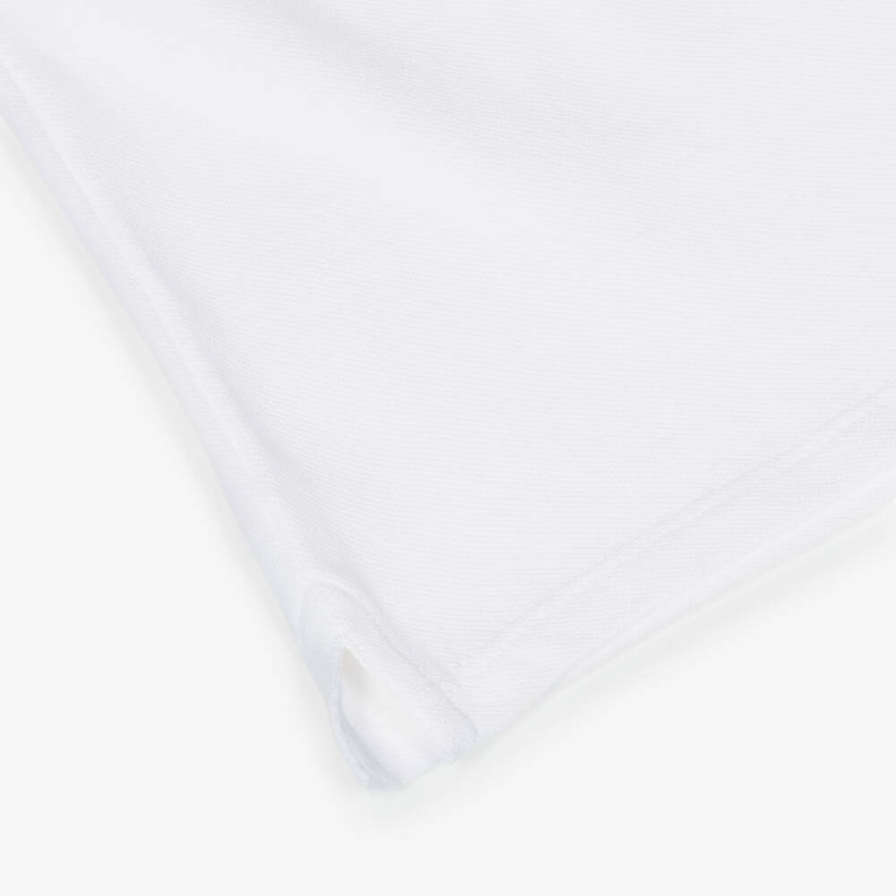 Guess-Рубашка поло белая из хлопкового пике с вышитым мишкой для мальчиков | Childrensalon