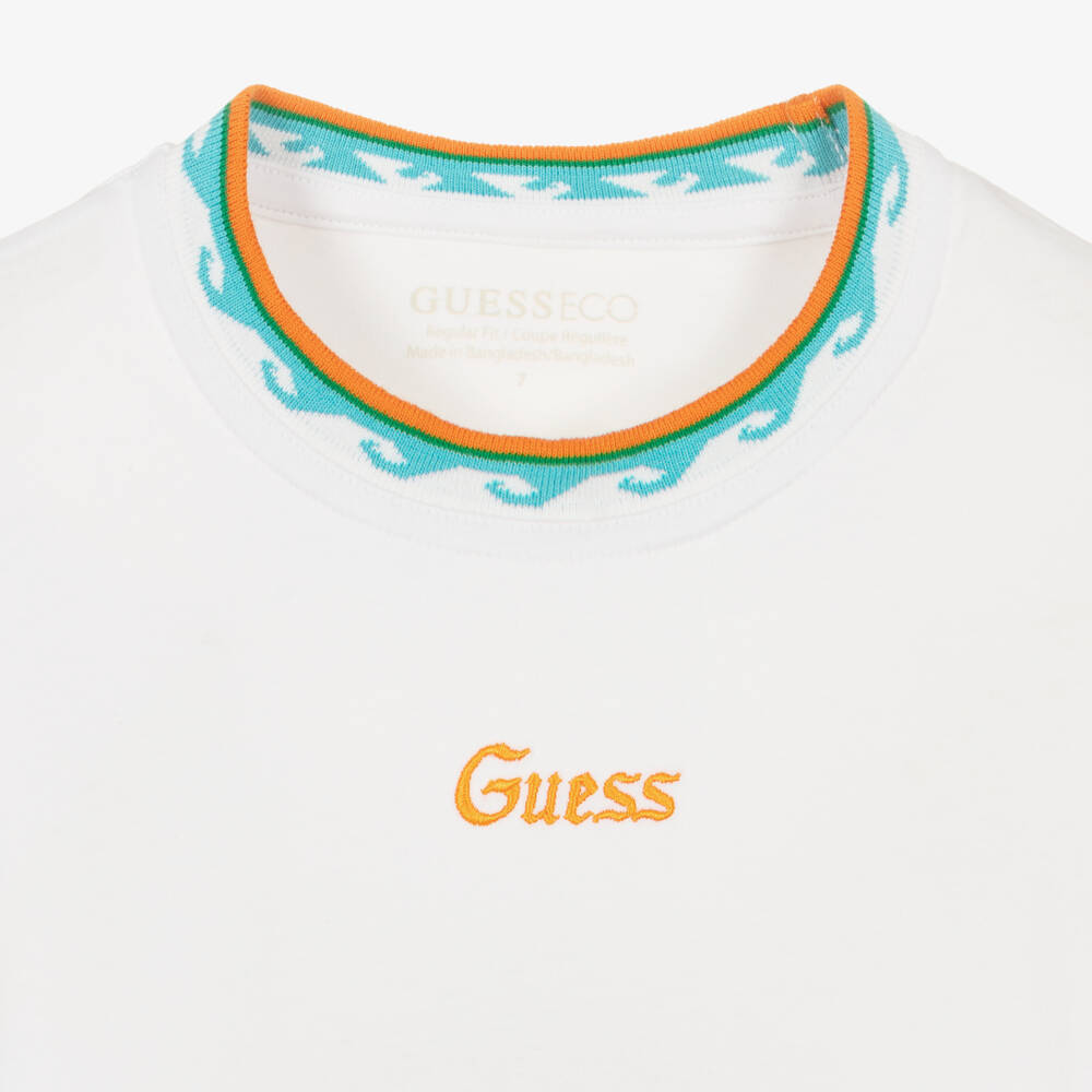 Guess-تيشيرت قطن لون أبيض للأولاد | Childrensalon