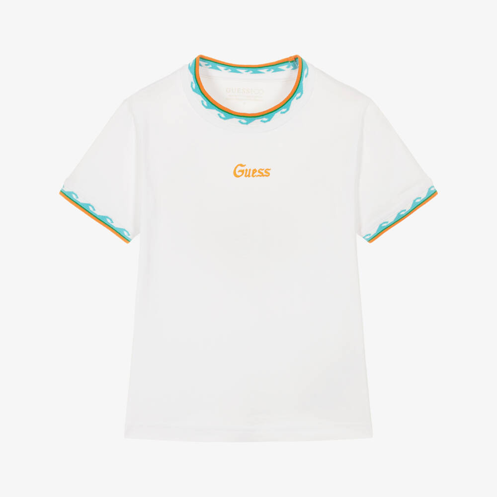 Guess-تيشيرت قطن لون أبيض للأولاد | Childrensalon