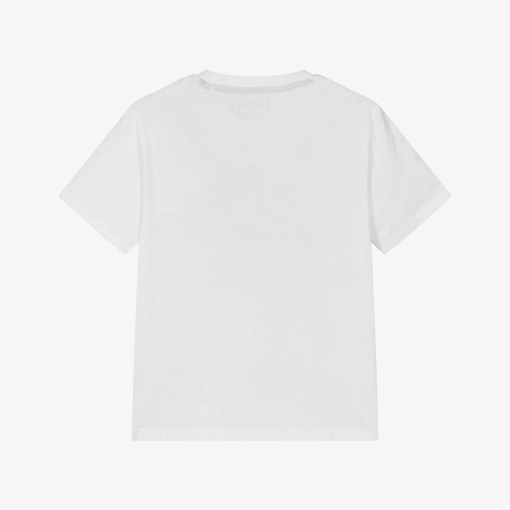 Guess-تيشيرت قطن بشعار المثلث لون أبيض للأولاد | Childrensalon