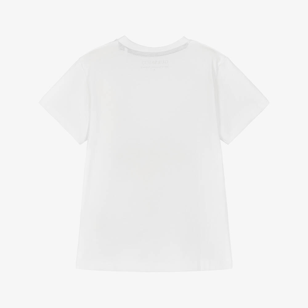 Guess-Boys White Cotton Teddy T-Shirt | Childrensalon