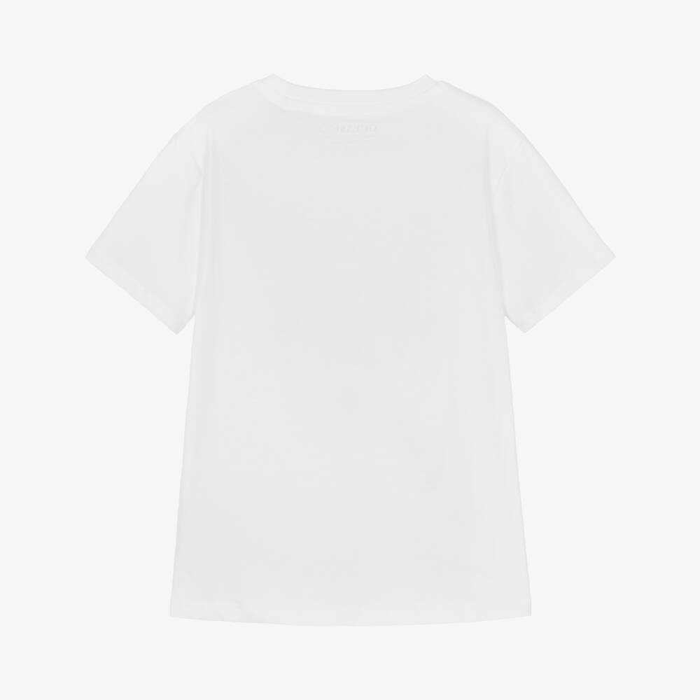 Guess-Boys White Cotton Triangle Logo T-Shirt | Childrensalon