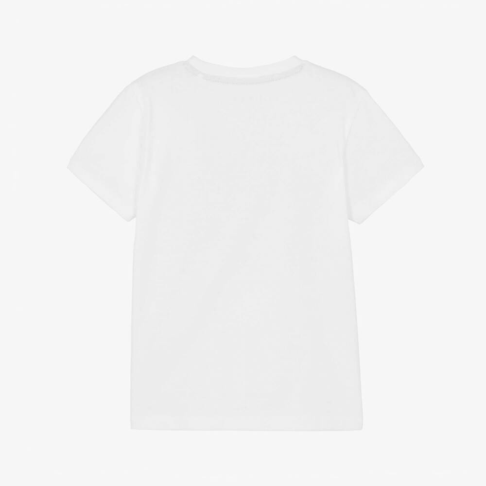 Guess-Boys White Cotton Varsity Bear T-Shirt | Childrensalon