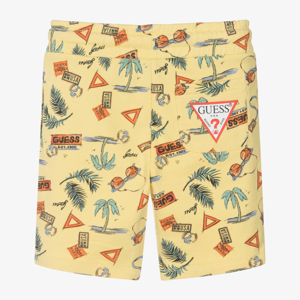 Guess-Boys Yellow Cotton Beach Shorts | Childrensalon