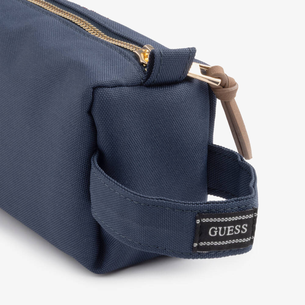 Guess-Dark Blue Pencil Case with Varsity Bear (20cm) | Childrensalon