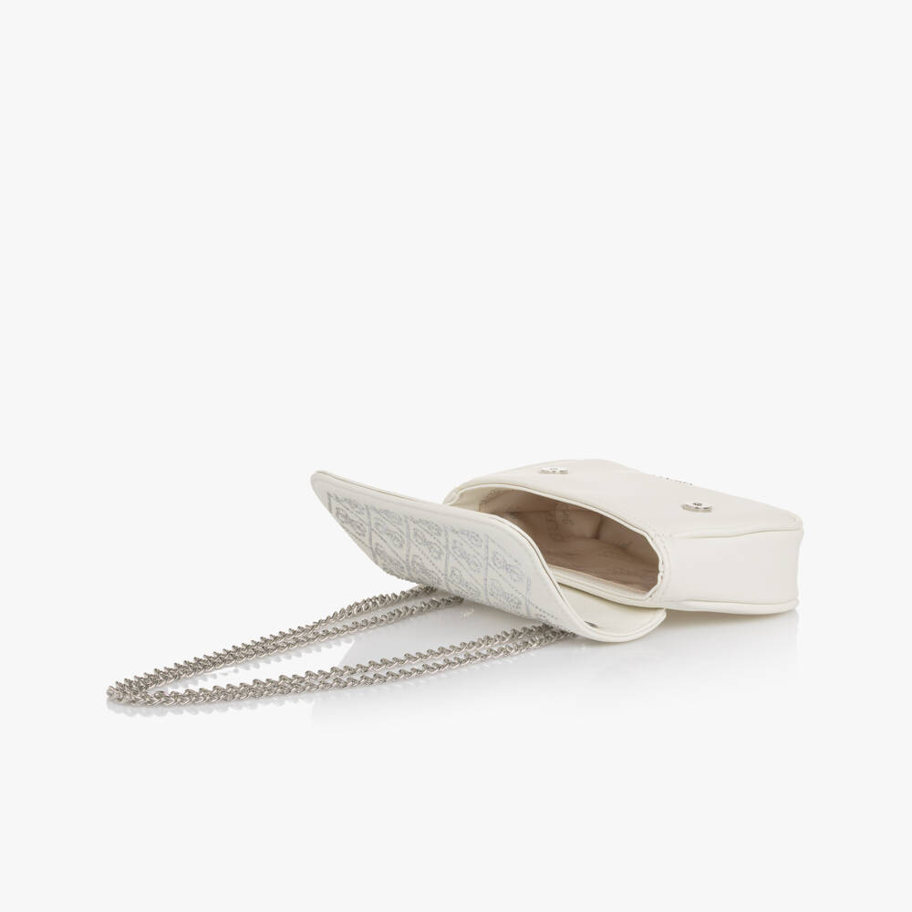 Guess-Girl Ivory Faux Leather Diamanté Logo Bag (19cm) | Childrensalon