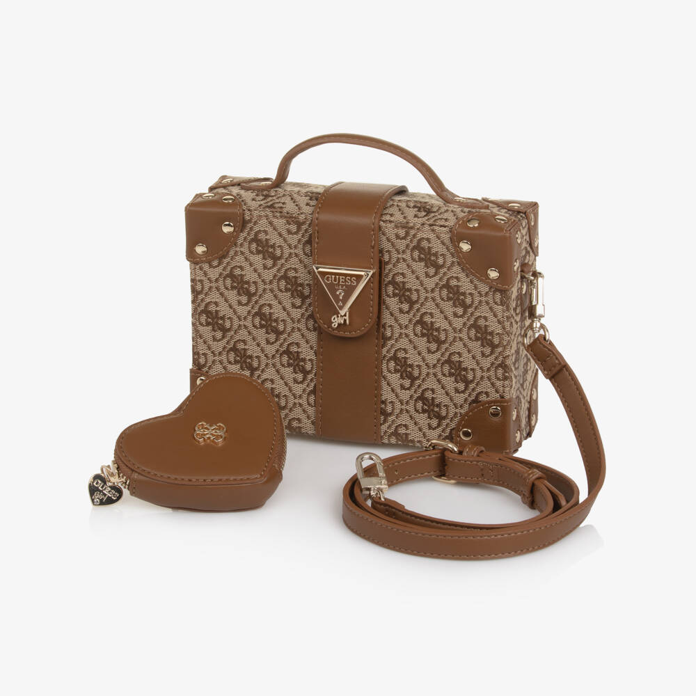 Guess-Girls Beige 4G Case Handbag (18cm) | Childrensalon