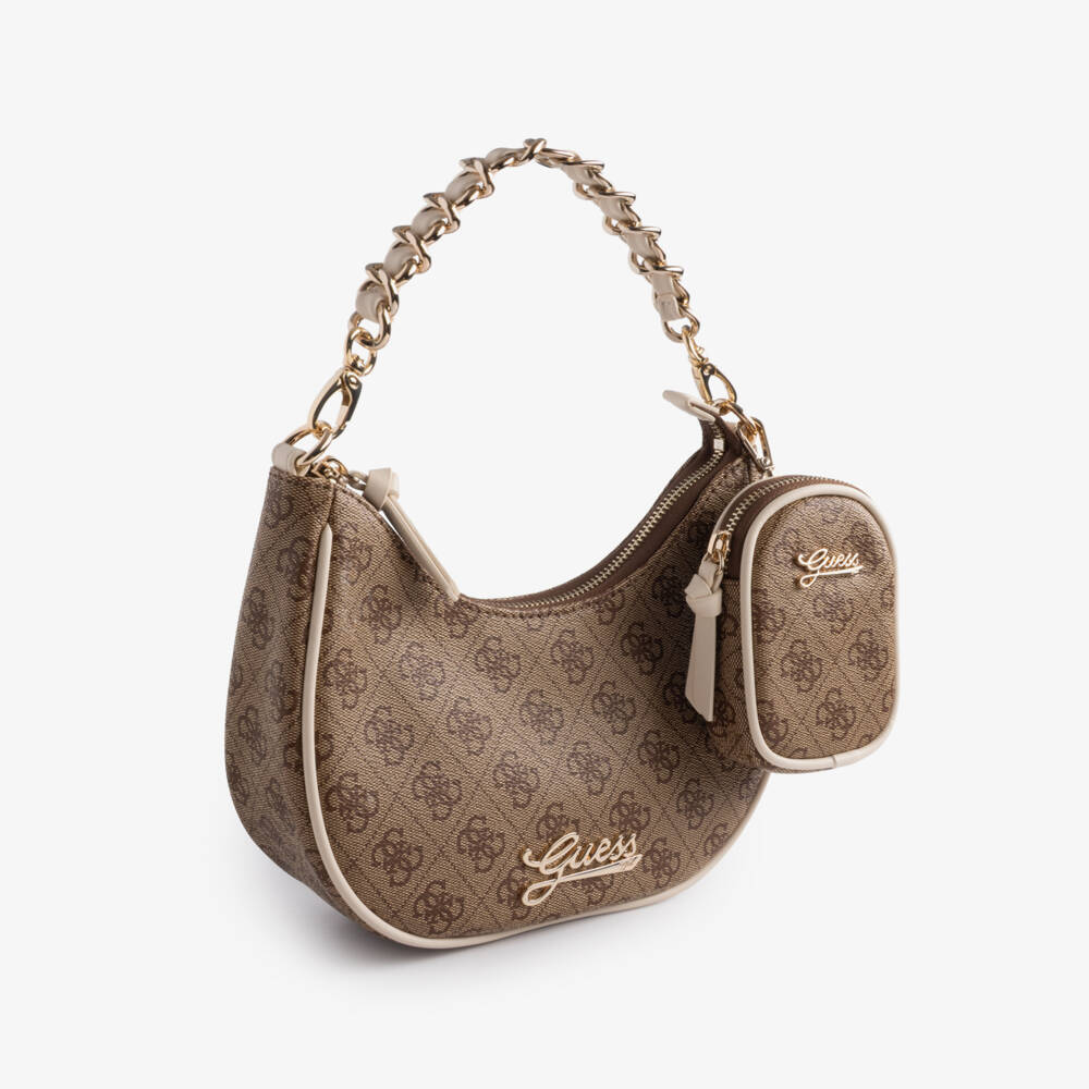 Guess-Girls Beige 4g Logo Handbag & Purse (22cm) | Childrensalon