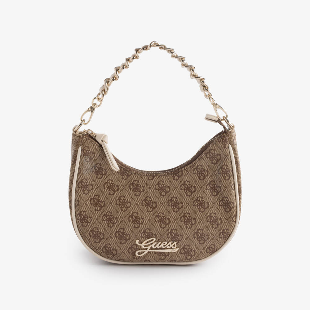 Guess-Girls Beige 4g Logo Handbag & Purse (22cm) | Childrensalon