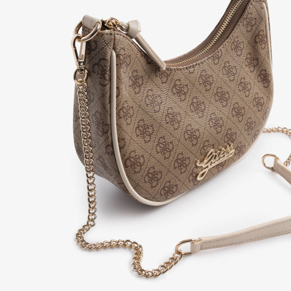 Guess-Girls Beige 4g Logo Handbag & Purse (22cm) | Childrensalon