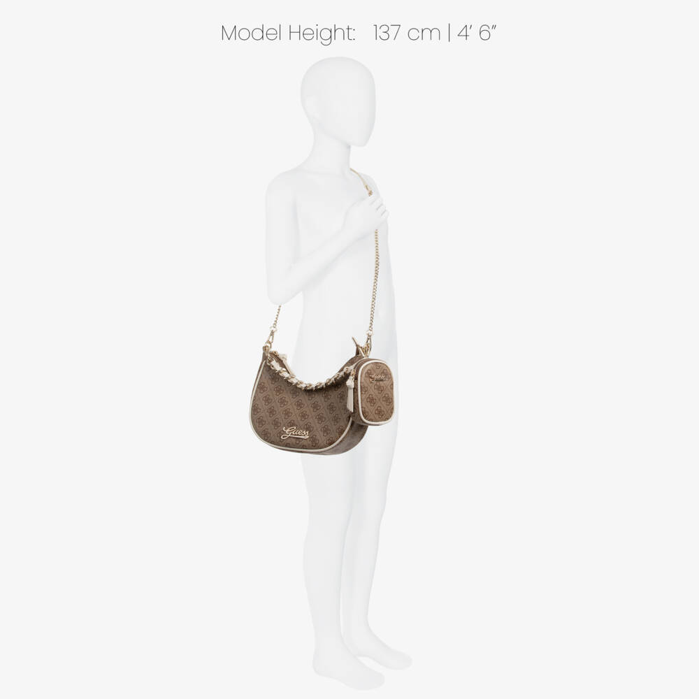 Guess-Girls Beige 4g Logo Handbag & Purse (22cm) | Childrensalon