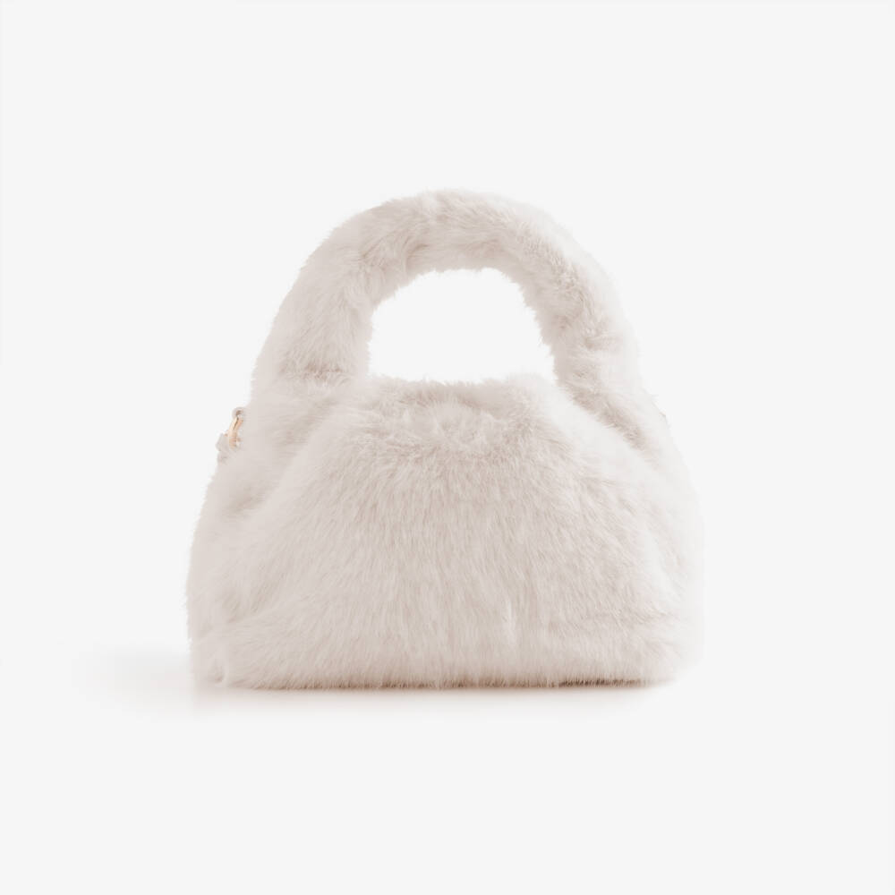 Guess-Girls Beige Faux Fur Shoulder Bag (28cm) | Childrensalon