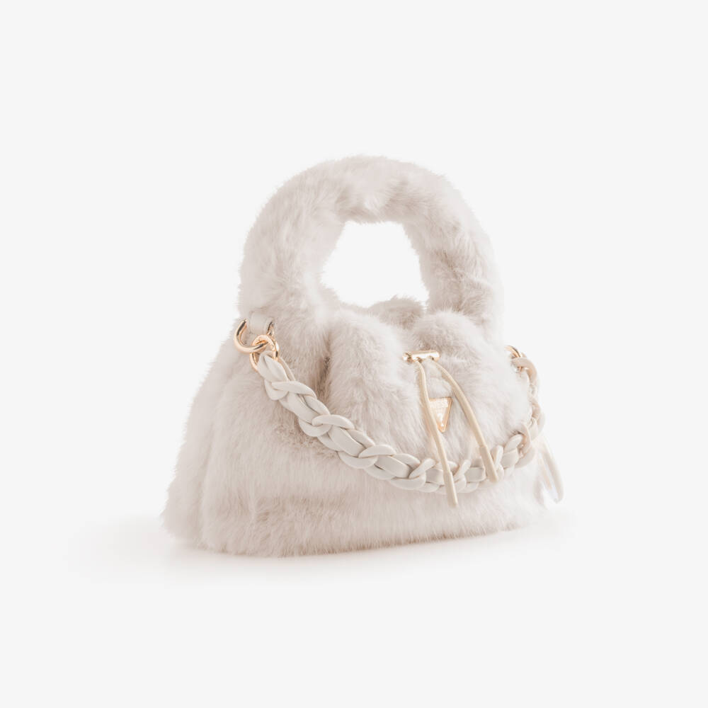Guess-Girls Beige Faux Fur Shoulder Bag (28cm) | Childrensalon