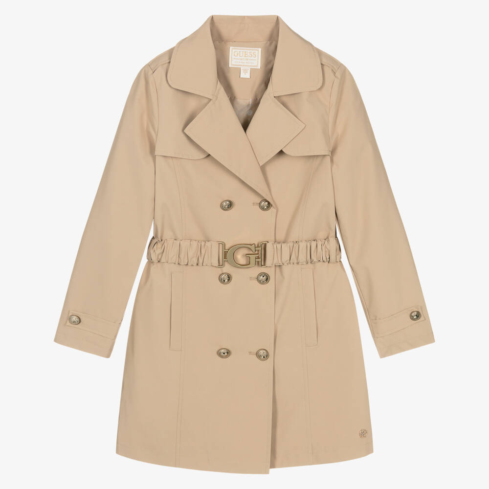 Guess-Girls Beige Long Trench Coat | Childrensalon