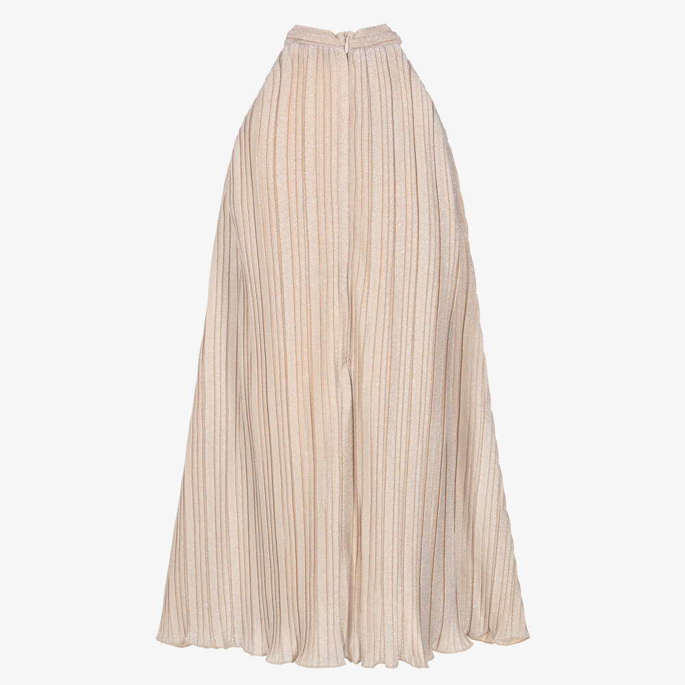 Guess-فستان لوريكس بكسرات لون بيج للبنات | Childrensalon