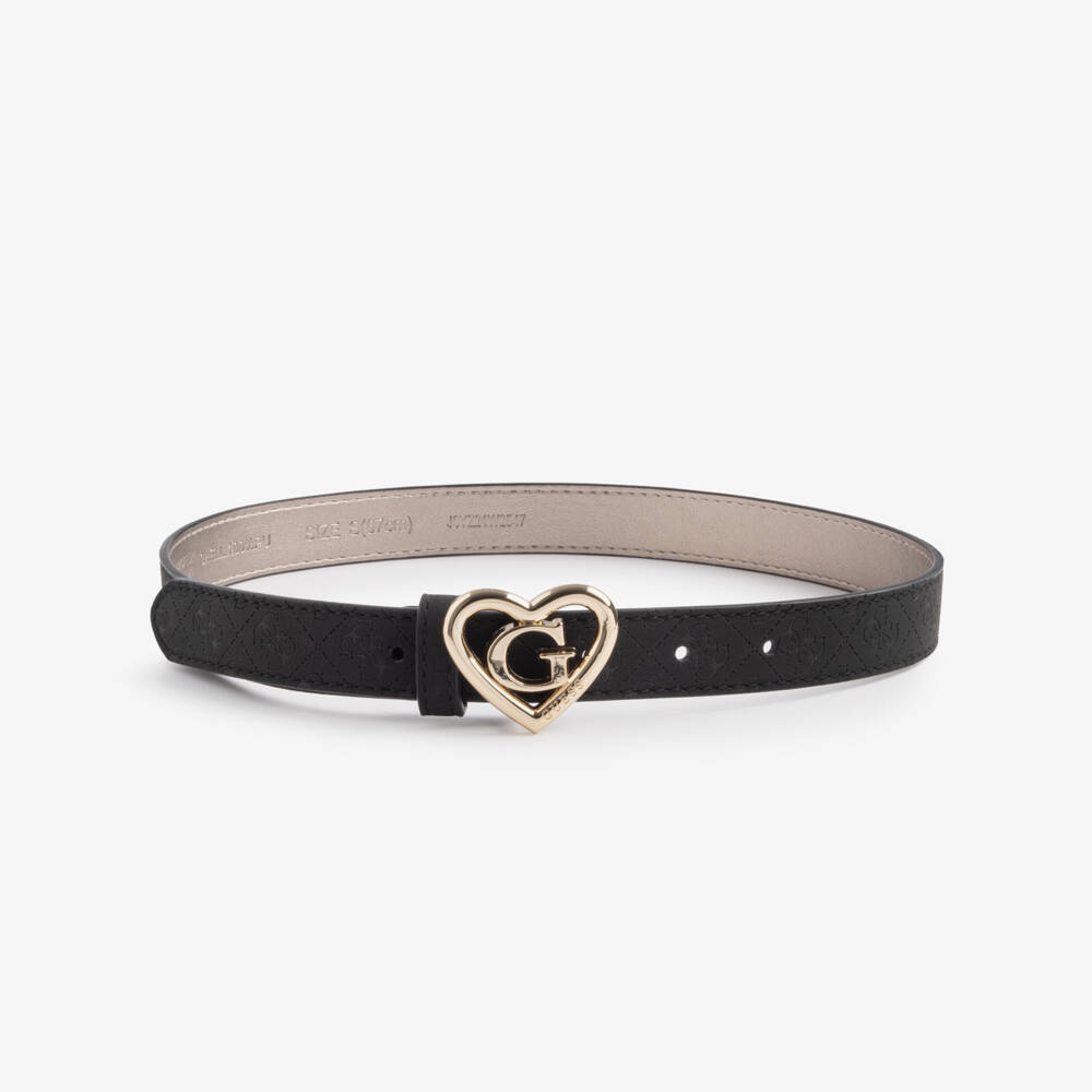 Guess-Girls Black 4g Faux Leather Belt | Childrensalon