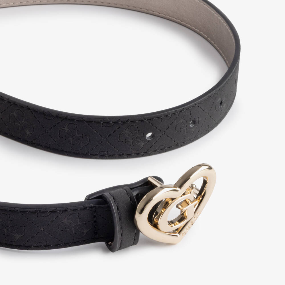 Guess-Girls Black 4g Faux Leather Belt | Childrensalon