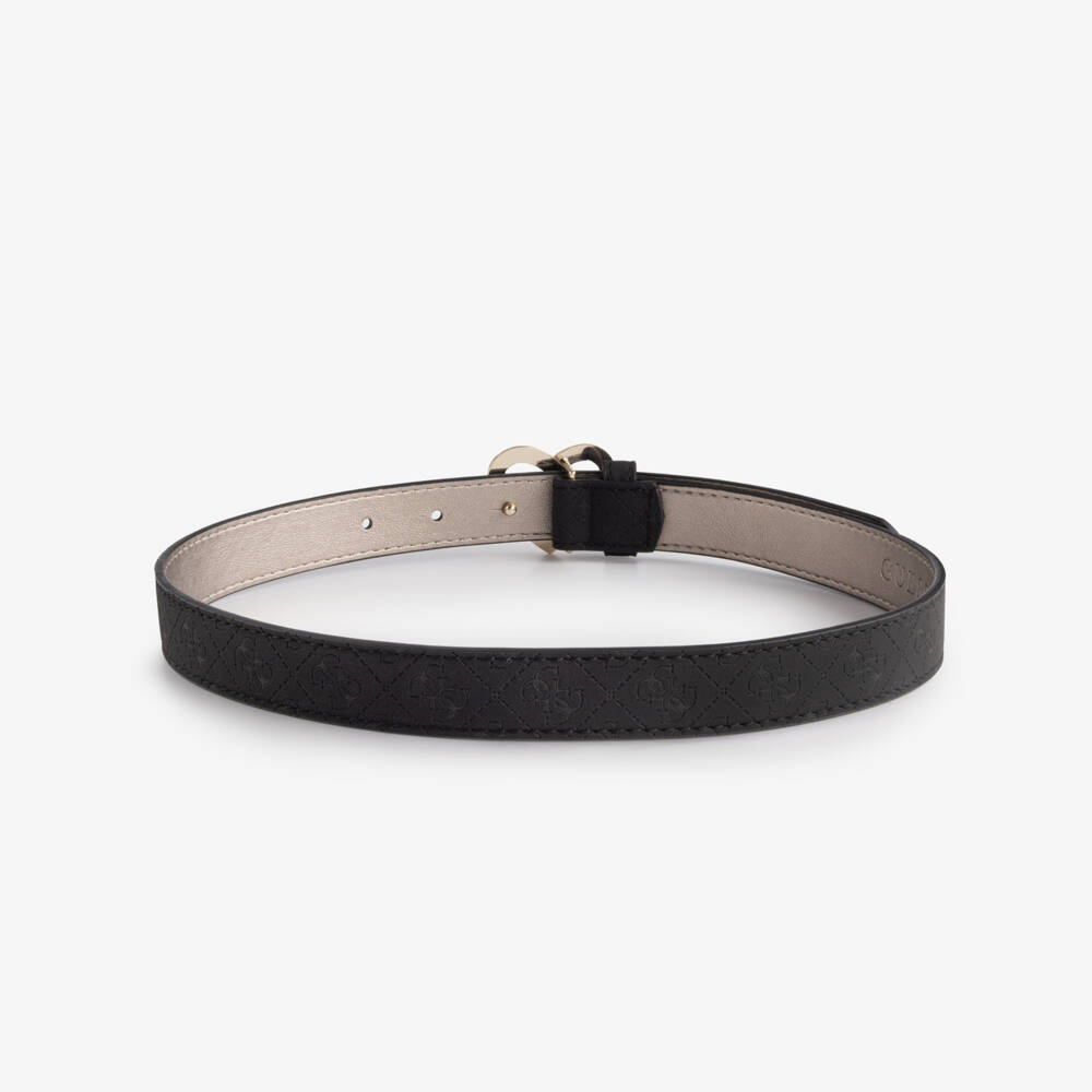 Guess-Girls Black 4g Faux Leather Belt | Childrensalon