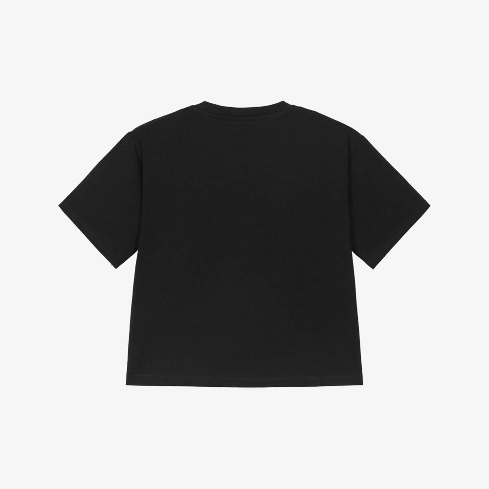 Guess-Girls Black Cotton & Rhinestone Logo T-Shirt | Childrensalon