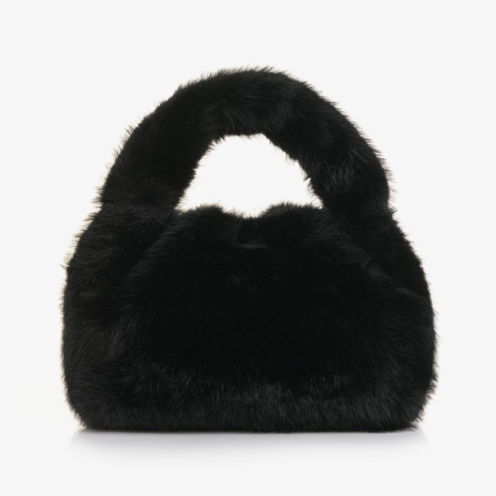 Guess-Girls Black Faux Fur Handbag (28cm) | Childrensalon