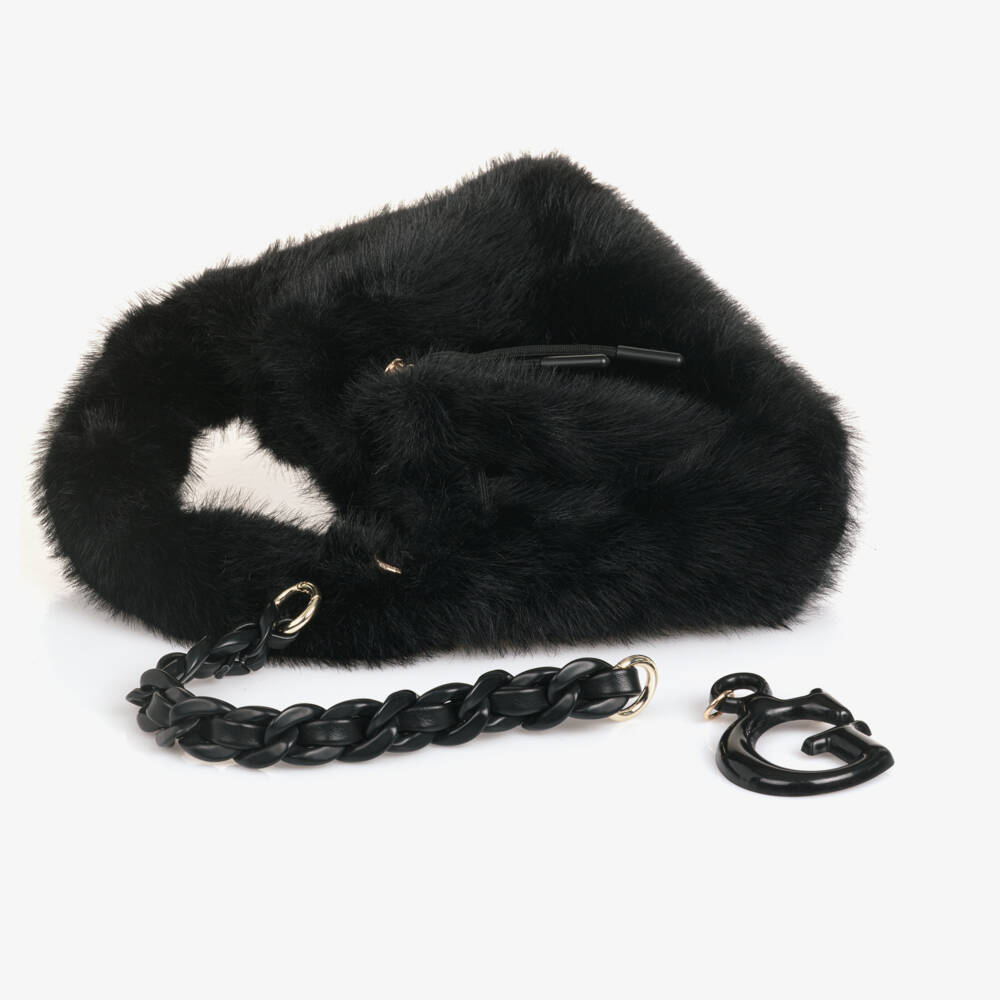 Guess-Girls Black Faux Fur Handbag (28cm) | Childrensalon